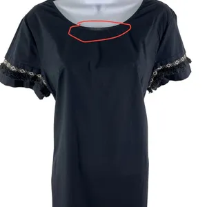 Coercion London Womens Black Shift Dress Boho Fringe Tassel Trim Gold Zipper 10 thumbnail 6