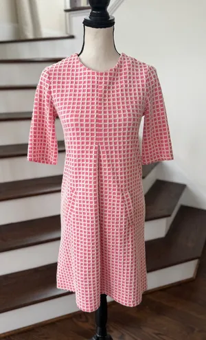 Tyler Boe Pink & White Window Pane Check Plaid 60s Knee Length Shift Dress thumbnail 1