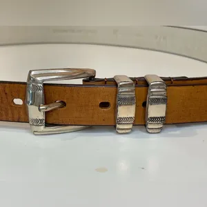 Goforgreen Women’s Western Belt Tan‎ Leather with Silver Buckle Size 38/40 thumbnail 2