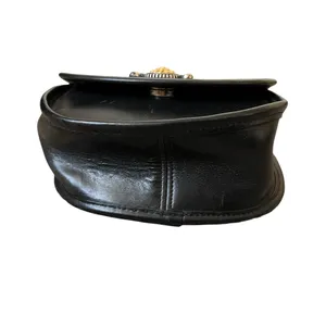 Brighton Vintage Black Leather Croc Embossed Sun Medallion Crossbody Bag Small thumbnail 11