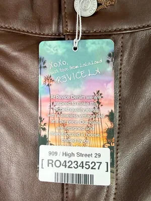 NWT Revice Denim 909 High Street Faux Leather Pants Cognac Brown Size 29 NEW thumbnail 6