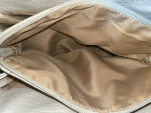 Giani Bernini Beige Tan Pebbled Faux Leather Purse Handbag Pockets Logo EUC thumbnail 10