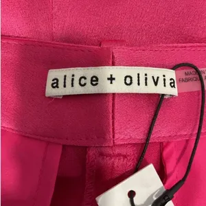Alice + Olivia “Conry” Pleated Satin Shorts in “Raspberry” NWT Size 6 thumbnail 4