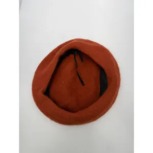 Women’s Rust Orange Wool Felt Beret Hat French Parisian Vintage Style Unbranded thumbnail 3
