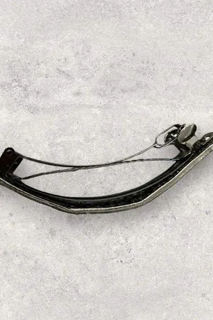 Vintage Ornate Silver Metal Rhinestones Large Hair Barrette Clip thumbnail 4