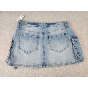 NWT RSQ TILLY'S DENIM JEAN Micro MINI SKIRT Pocket‎ Buckles Faded Wash Stretch thumbnail 6