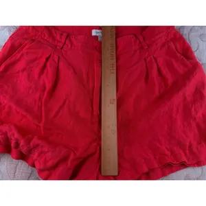 On 34th Women's Red Linen Blend Pleated High Rise Shorts Size 14 thumbnail 7