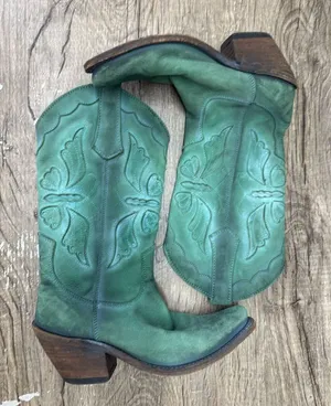 Liberty‎ black turquoise colored butterfly boots size 5 Green thumbnail 1