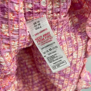 ASOS x NEW LOOK Dress Size 6 Smocked Floral Ruched Pink Orange Mini Sweetheart thumbnail 13