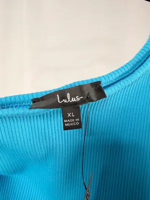 NWT‎ Lulu's Phenomenal Style Ribbed One Shoulder Two Piece Midi Dress in Blue XL thumbnail 7