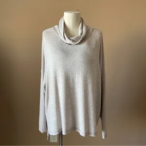 ALTAR'D STATE | Beige Cowl Neck Drop Shoulder Zipper Back Oversized Sweater.Sz L thumbnail 2