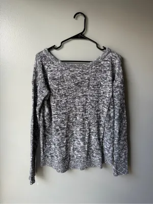 American Eagle Medium Marled Knit Boat Neck Sweater Gray Long Sleeve thumbnail 6
