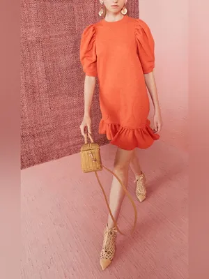 Ulla Johnson Landry Orange (Chili ) Puff Sleeve Cotton Fall Mini Dress Small thumbnail 14