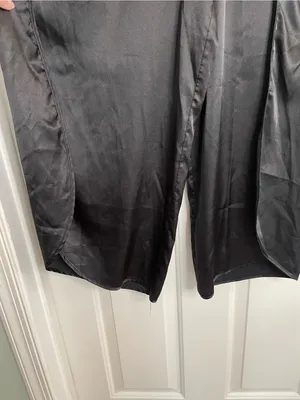 BB Dakota Black Satin Short-Sleeve Pajama Set with Drawstring Pants Size Small thumbnail 10