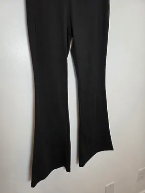 Flare Leg Black Yoga Pants Mid Rise Gym Workout Y2K 90s Wide Leg Bratz Small thumbnail 3