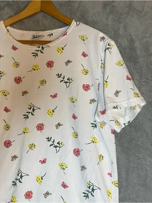 Basic‎ Edition floral whimsical bloom core basic t shirt size Large White thumbnail 2
