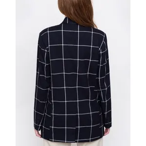 Ichi Tamilla Windowpane Navy Blue‎ Blazer Jacket Size Small Business Casual thumbnail 5