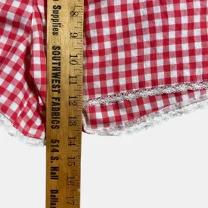 Colsie Gingham Pajama Shorts Red White Check Lace Trim Women's Medium Sleepwear thumbnail 4