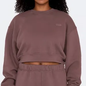 SET ACTIVE‎ Cropped Sweatshirt Medium Brown Fleece thumbnail 1