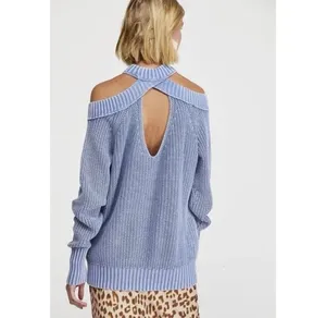 Free People Half Moon Bay cold-shoulder sweater size medium. thumbnail 2