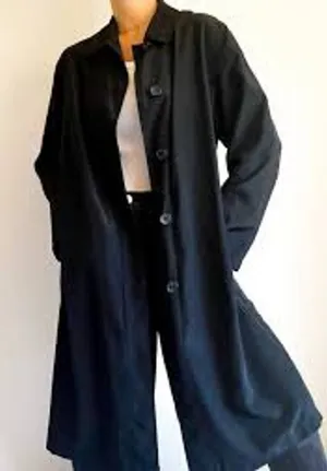 Hilary Radley Black Trench Coat Size Small Vintage thumbnail 1