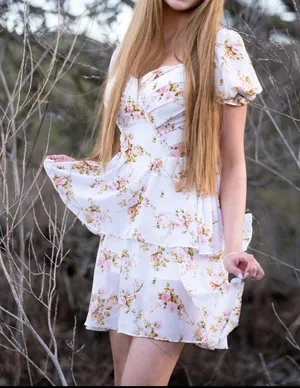 White floral dress thumbnail 1