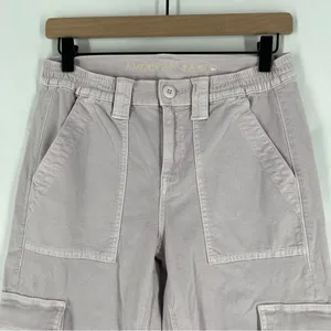 American Eagle Stretch Cargo Straight Pant Lilac Ice‎ High Rise Utility 4 Long thumbnail 2