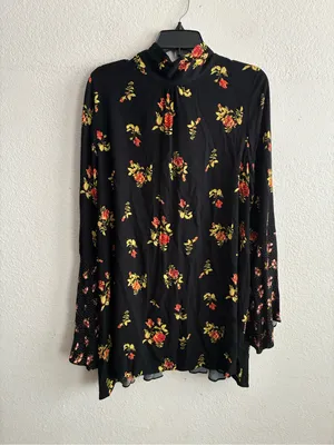 🆕Free People Tate Floral-Print Tunic Dress Black Combo XL🆕 thumbnail 12