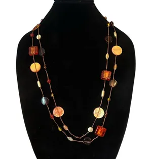 Coldwater creek earth tone station glass bead necklace thumbnail 1