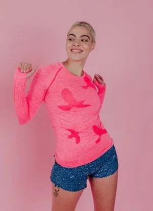 Oiselle Flyte Long Sleeve Size XS Saturday Neon Pink Run Gym Tech Shirt thumbnail 1