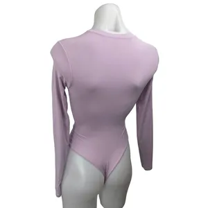 Skims Women Purple Lilac Long Sleeve Crew Neck T Shirt Tee Bodysuit Top Size M thumbnail 2