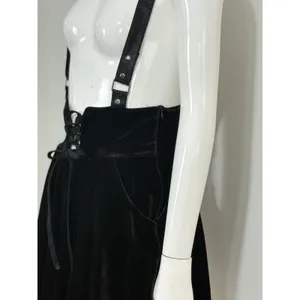 Killstar Black Velvet Corset Suspender Skirt Lace Up Whimsigoth Punk Size M thumbnail 7