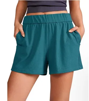 $28 New Crz Yoga Ribbed Sweat Shorts - Small - Green thumbnail 1