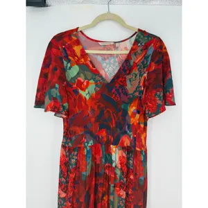Soft Surroundings Printemps Maxi Dress Multicolor Floral Tiered Boho V-Neck M thumbnail 5
