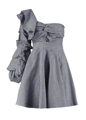 Boohoo Ruffle One-Shoulder Gingham Dress thumbnail 1