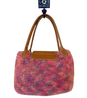 Tote Handbag Marled Woven Wool International Colorful Snap Closure Small Bag EUC thumbnail 2