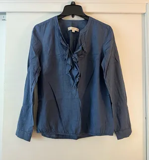 LOFT Ruffle Chambray Top thumbnail 1