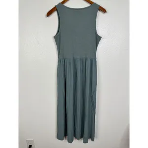 Frye Womens Sage Green Ribbed Button Front Sleeveless Midi Dress Size S thumbnail 2