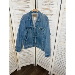 VINTAGE LEVI STRAUSS Women's XL Denim Jean Button Trucker Jacket Heart Patches thumbnail 5