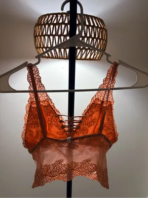 Lace Bralette Cami in Rust Pink thumbnail 4