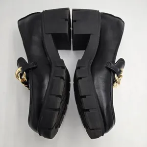 Steve Madden Y2K Madden NYC Loafers Womens 9 Black Chunky Gold Chain Lug Sole Platform Heels thumbnail 6