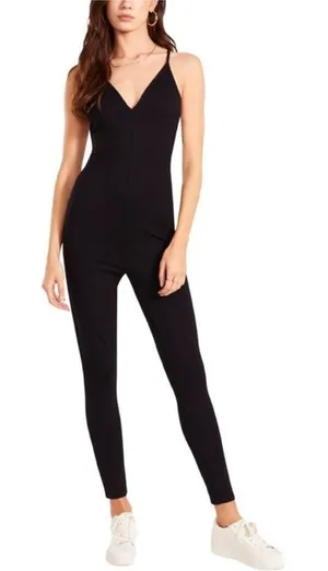BB Dakota by Steve Madden Stretch‎ V Neck Jumpsuit in Black Size Small thumbnail 1