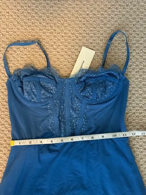 Urban Outfitters Size Extra Small XS Women's Blue Lace-Trim Slip Dress NWT NEW thumbnail 4