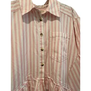 Free People $128 NWT We The Free Bailey Striped Crop Top Button-Down Shirt S thumbnail 7