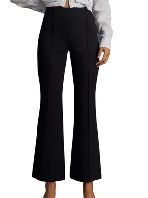 The Margot Kick-Flare Cropped Pants by Maeve Sz M Black Stretch Knit thumbnail 2