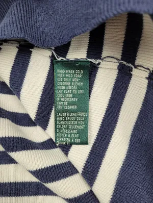Lauren Ralph Lauren Navy Striped Silk Blend Cardigan Gold Button Petite S thumbnail 8