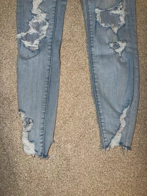 American Eagle Light Wash Distressed Cropped High Rise Jeggings thumbnail 5