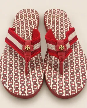 Tory Burch Gemini Link Thin Flip Flops Liberty Red/Cream Size 7 thumbnail 1