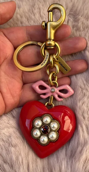 Coach Heart Bag Charm key charm red pink thumbnail 1