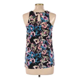 Romeo & Juliet Couture L Floral Pattern Sleeveless Blouse Tank Top Womens Blue thumbnail 3